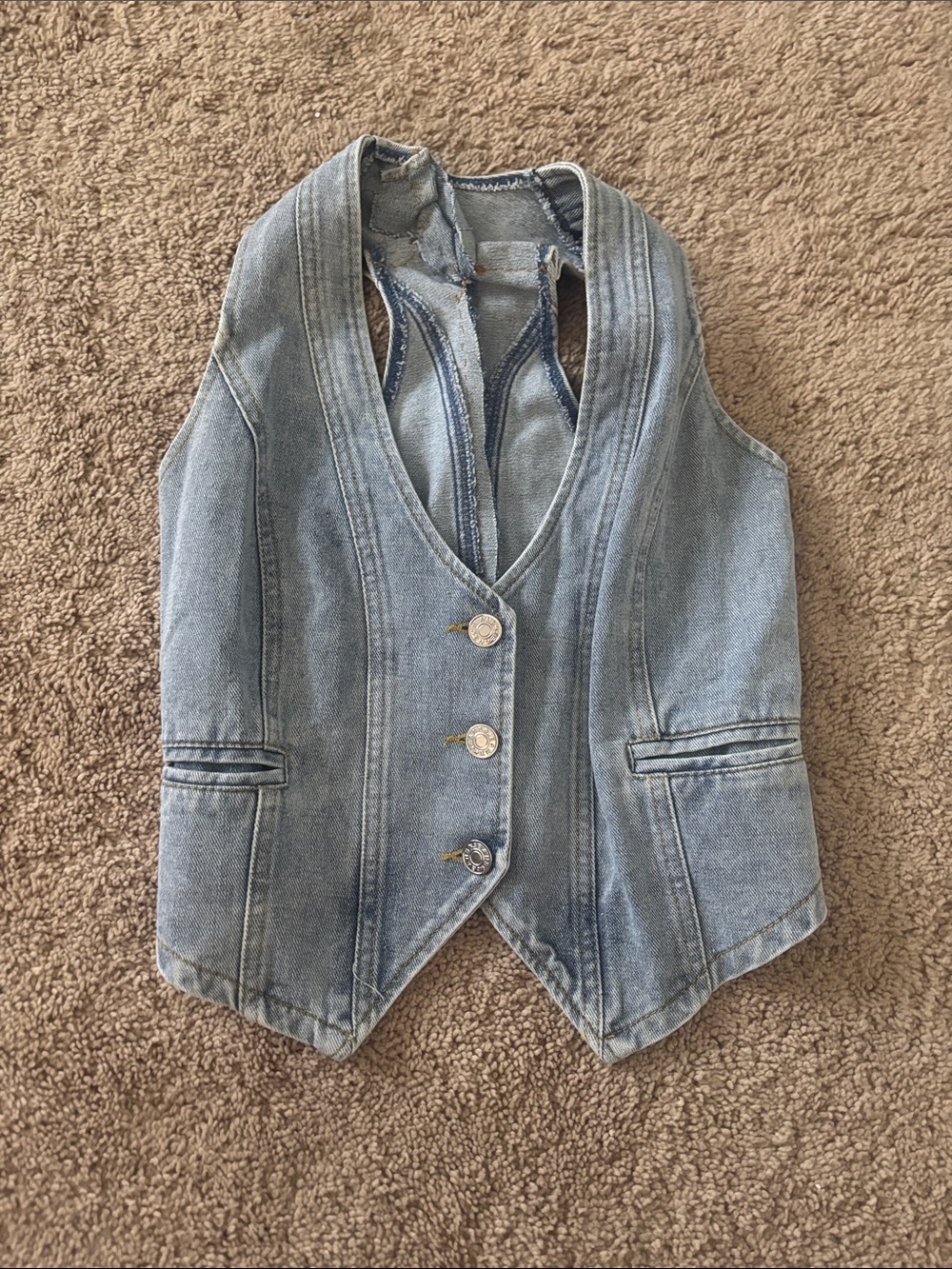 Women's Light Blue Denim Vest - Sleeveless Jacket